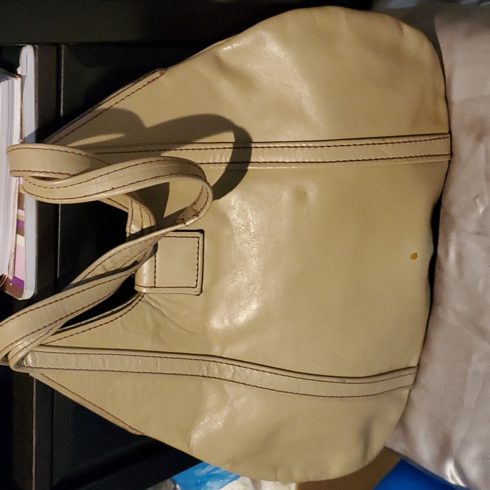 TAUPE GENUINE LEATHER HANDBAG
